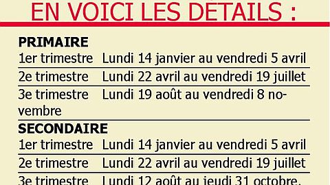 School Calendar: Back To School On 11 And 14 January