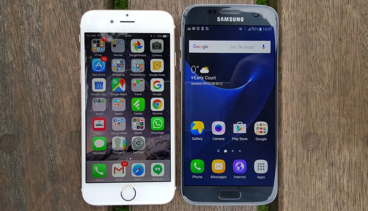 Samsung’s Galaxy S7 (right) has learnt a lot from Apple’s iPhone 6S (left). Image: Gordon Kelly