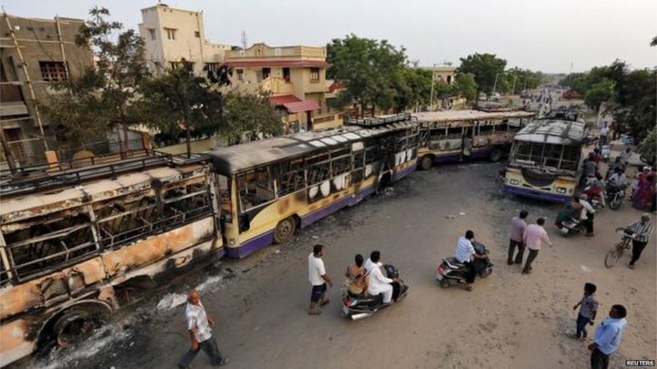 At least 70 buses were damaged by protesters