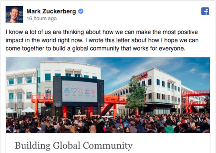 Mark Zuckerberg’s humanitarian manifesto