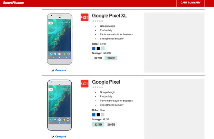 he Pixel and Pixel XL smartphones from Google will be carried by Verizon Wireless...