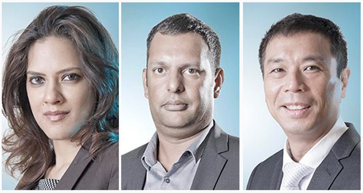 La photo des trois démissionnaires Warda Dulmar Ebrahim, Rhoy Ramlackhan et Jacques Li Chung ...