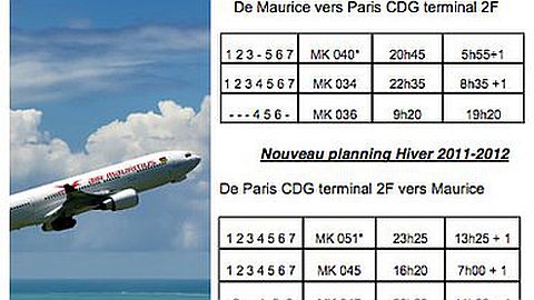 New Air Mauritius schedule for Paris