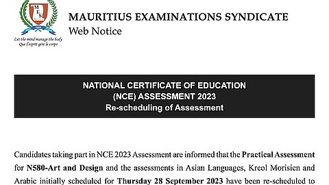 NCE : des examens avancés à trois jours plus tôt par le MES