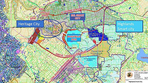 Barrage de Bagatelle: Heritage City off, ENL et Highlands smart cities on