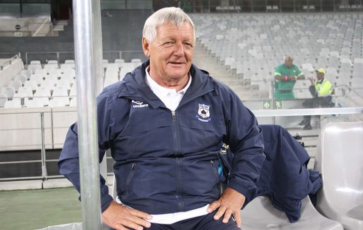 Clive Barker coach of the Black Aces during the Absa Premiership match between Ajax Cape Town..