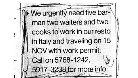 L’arnaqueuse Promettait des Emplois en Italie…