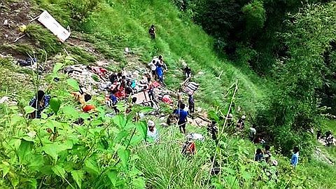 At least 33 killed as crowded bus veers off Nepal mountain highway