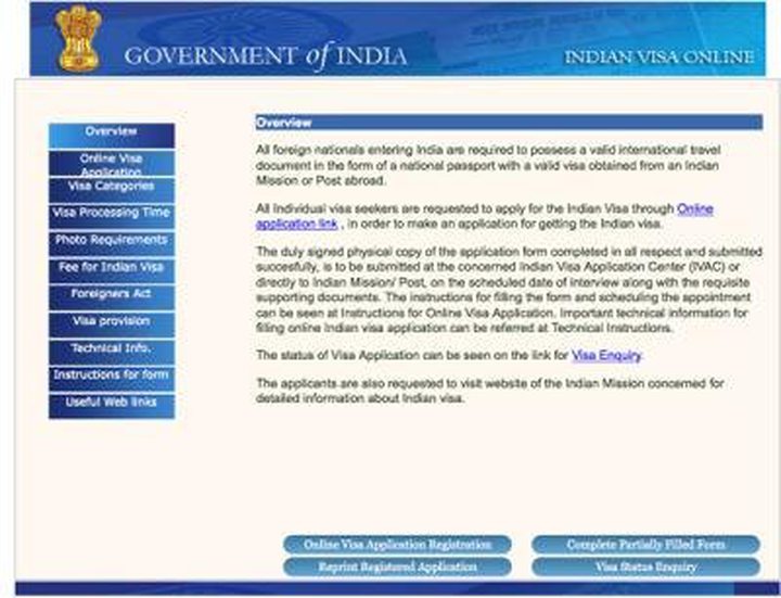 Indian VISA: Form Available in Internet