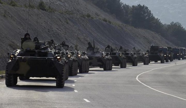 Russia troop transports in Crimea