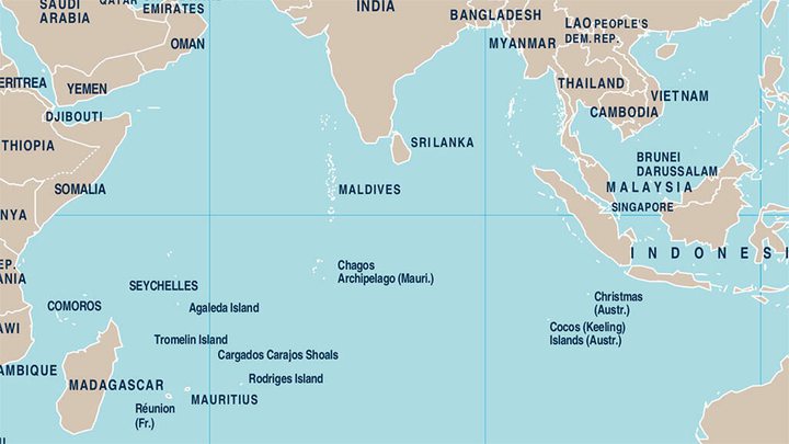Mauritius, Maldives, Chagos - map