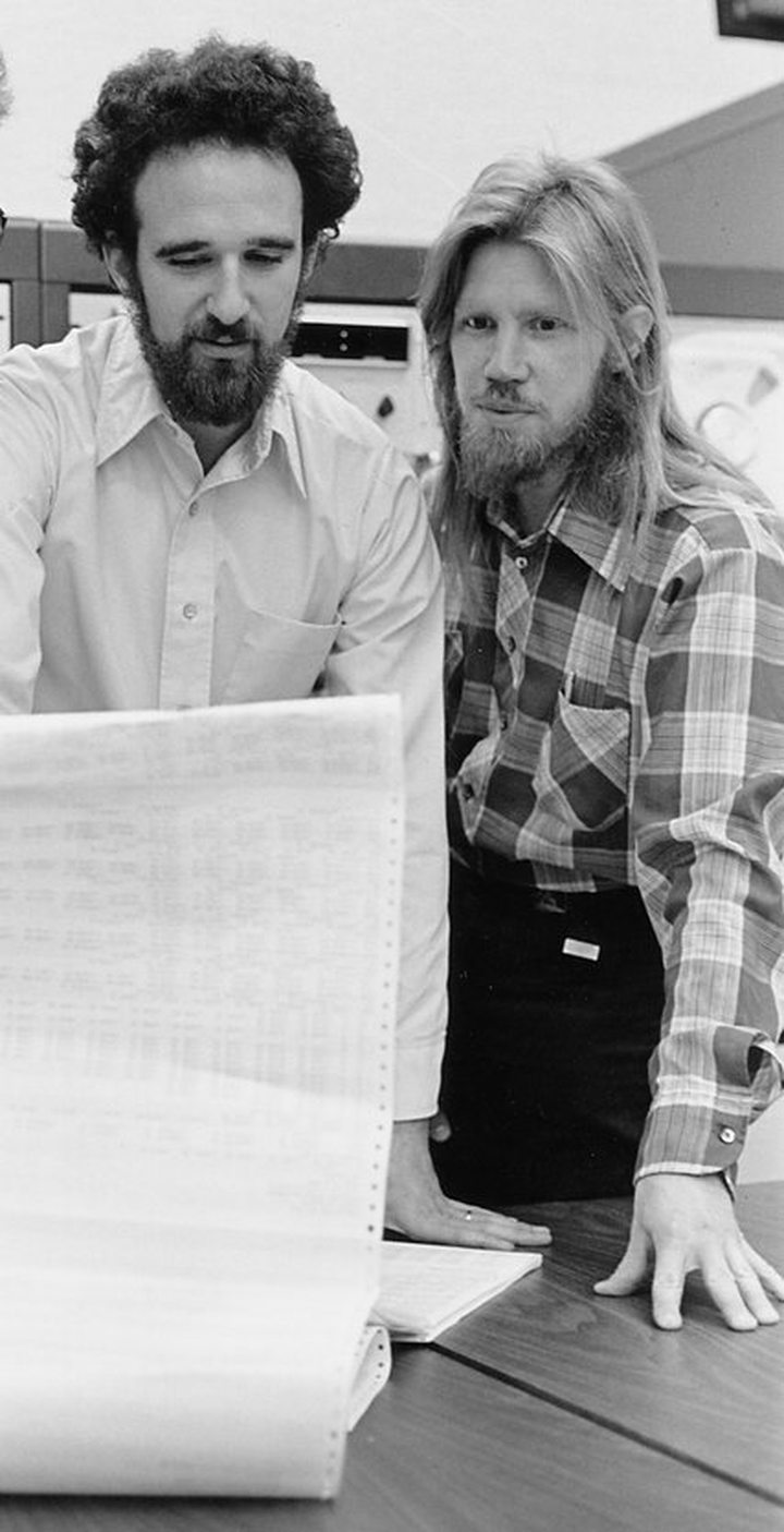 Martin E. Hellman, left, and Whitfield Diffie in 1977.