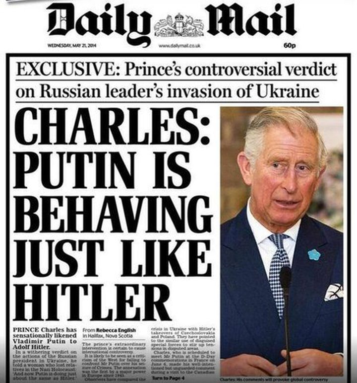 Prince Charles Compares Vladimir Putin to Hitler..