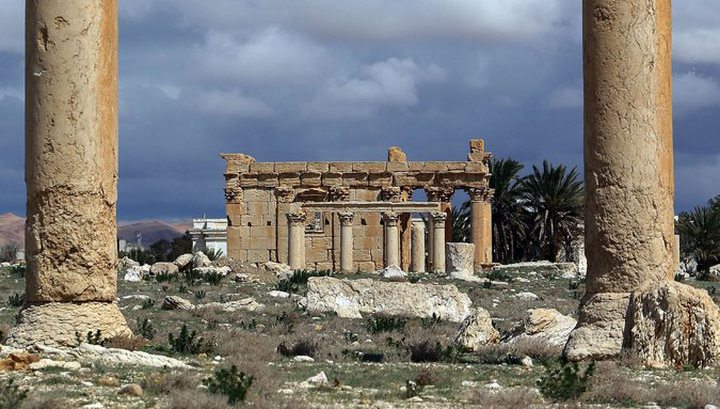 The Temple of Baalshamin, part of the ancient ruins of Palmyra, in 2014