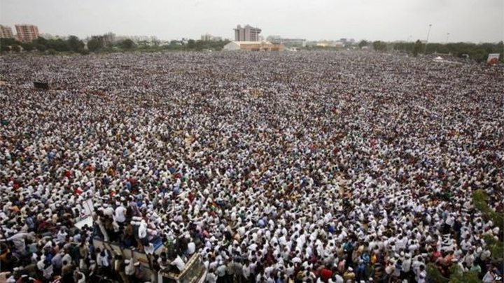 Some 300,000 members of the Patel community attended the meeting in Ahmedabad on Tuesday