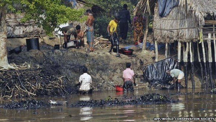 Villagers have been asked to help the government clear the spill