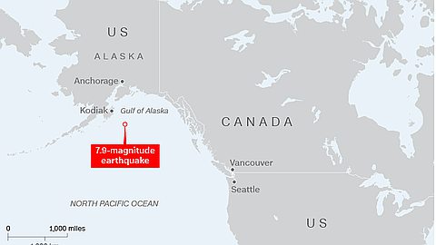 Tsunami warnings canceled after magnitude-7.9 earthquake off Alaska