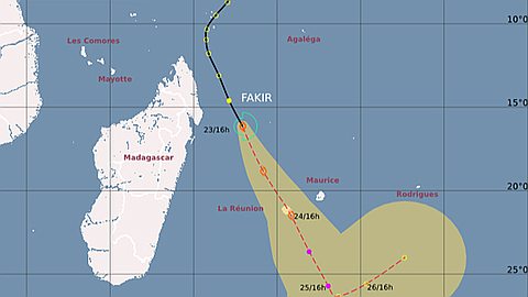 Dépression tropicale Fakir: alerte cyclonique de classe 2 ce soir