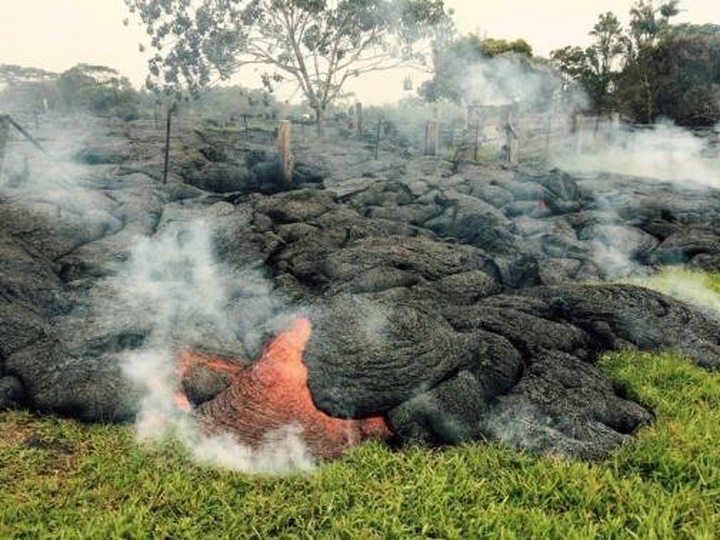  The lava flow from the Kilauea Volcano is seen in a U.S. Geological Survey (USGS) image taken near 