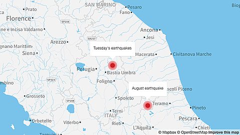 Two powerful quakes hit Italy near site of deadly August quake