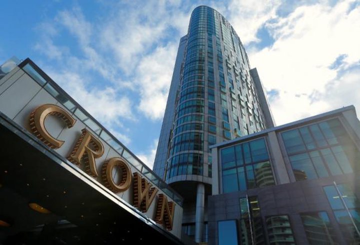 Australian casino giant Crown Resorts Ltd adorns the hotel and casino complex in Melbourne